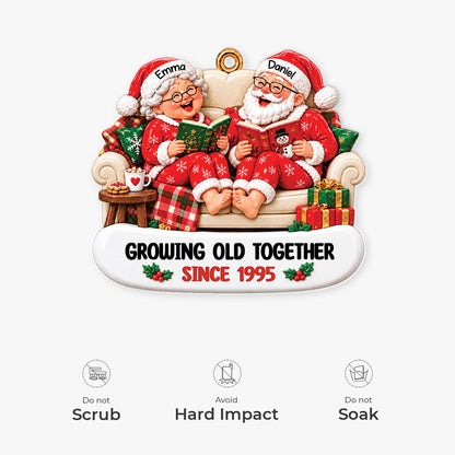 [3D Printing Effect] Personalized Santa Couple Acrylic Ornament - Growing Old Together Gifts for Anniversary
