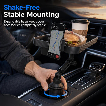 3-in-1 car cup holder phone mount with tray and organizer - product image 3