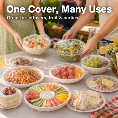 🥳2026 HOT SALE🥳💞50K+ SOLD! 🍽️✨ 50% OFF! Stretch Food Covers – elastic clear seal fits bowls & plates in seconds. Durable PE, reusable & keeps leftovers fresh! 🛡️✅