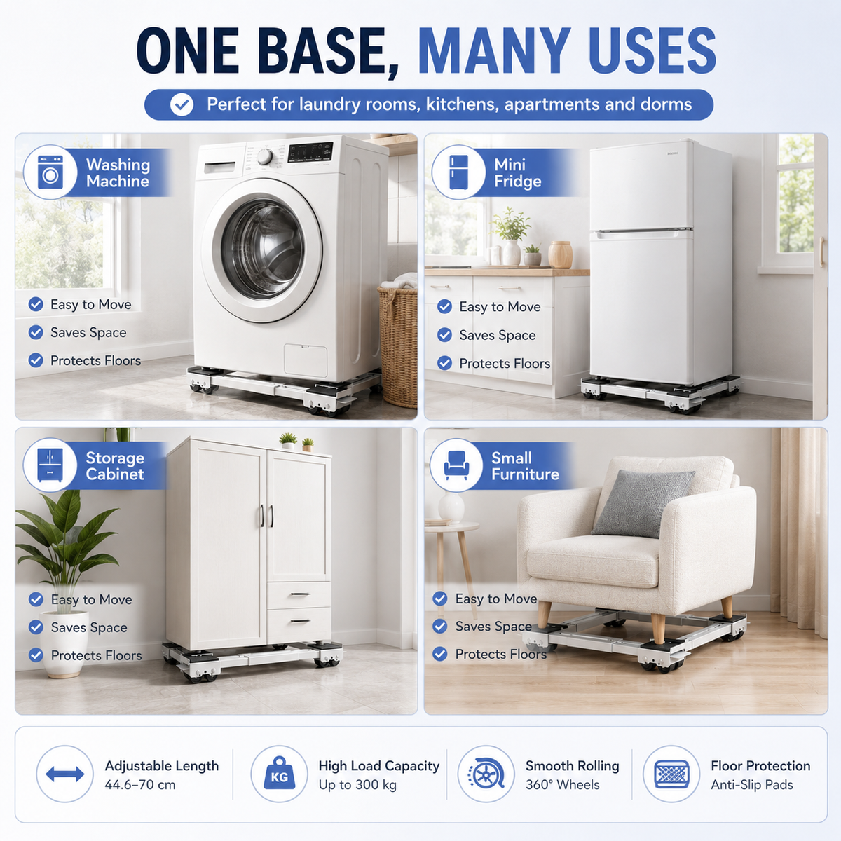 🏆 LIMITED-TIME 50% OFF! 🏠 Shift Heavy Units in Seconds, Zero Floor Damage. Adjustable Length, Non‑Slip Mats.