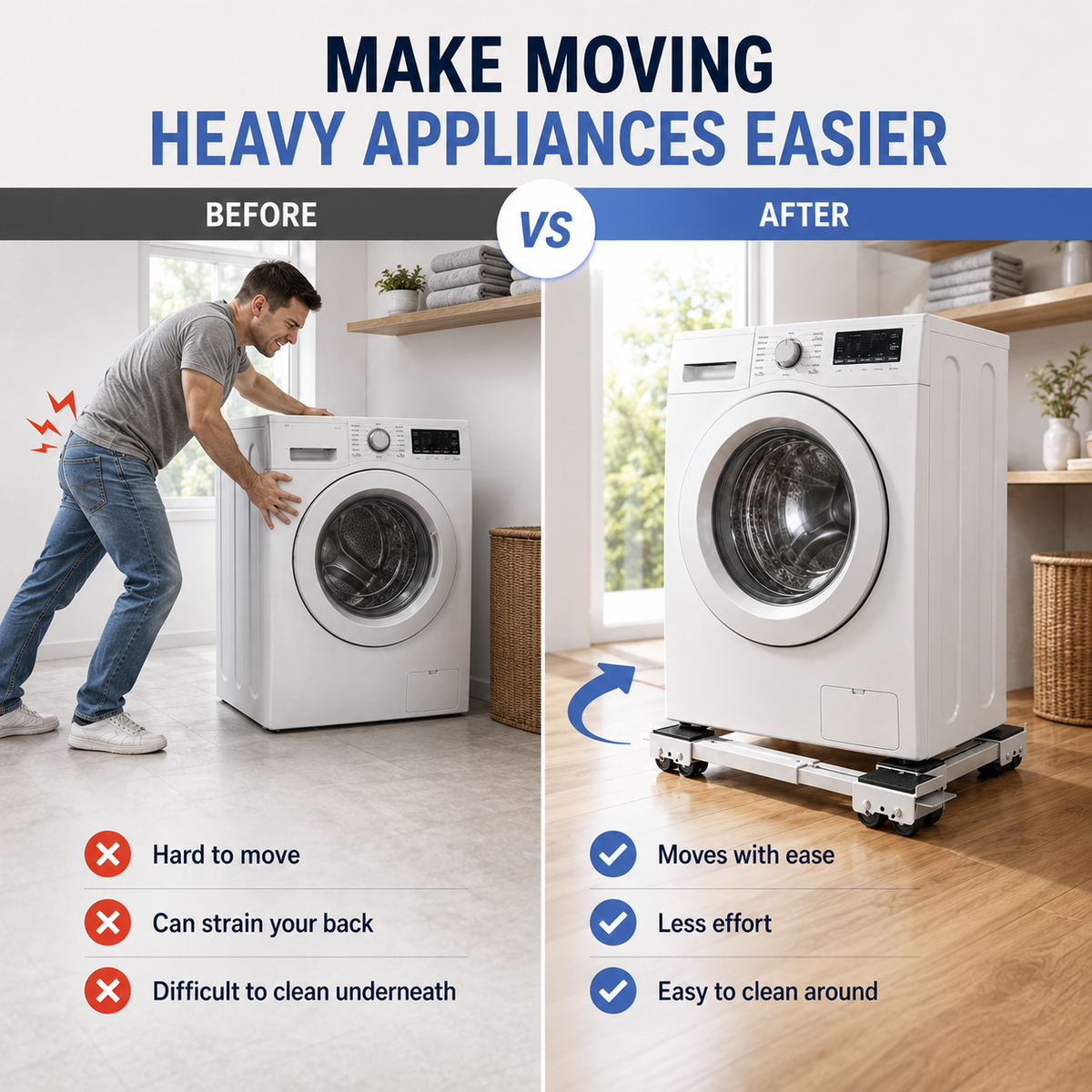 🏆 LIMITED-TIME 50% OFF! 🏠 Shift Heavy Units in Seconds, Zero Floor Damage. Adjustable Length, Non‑Slip Mats.