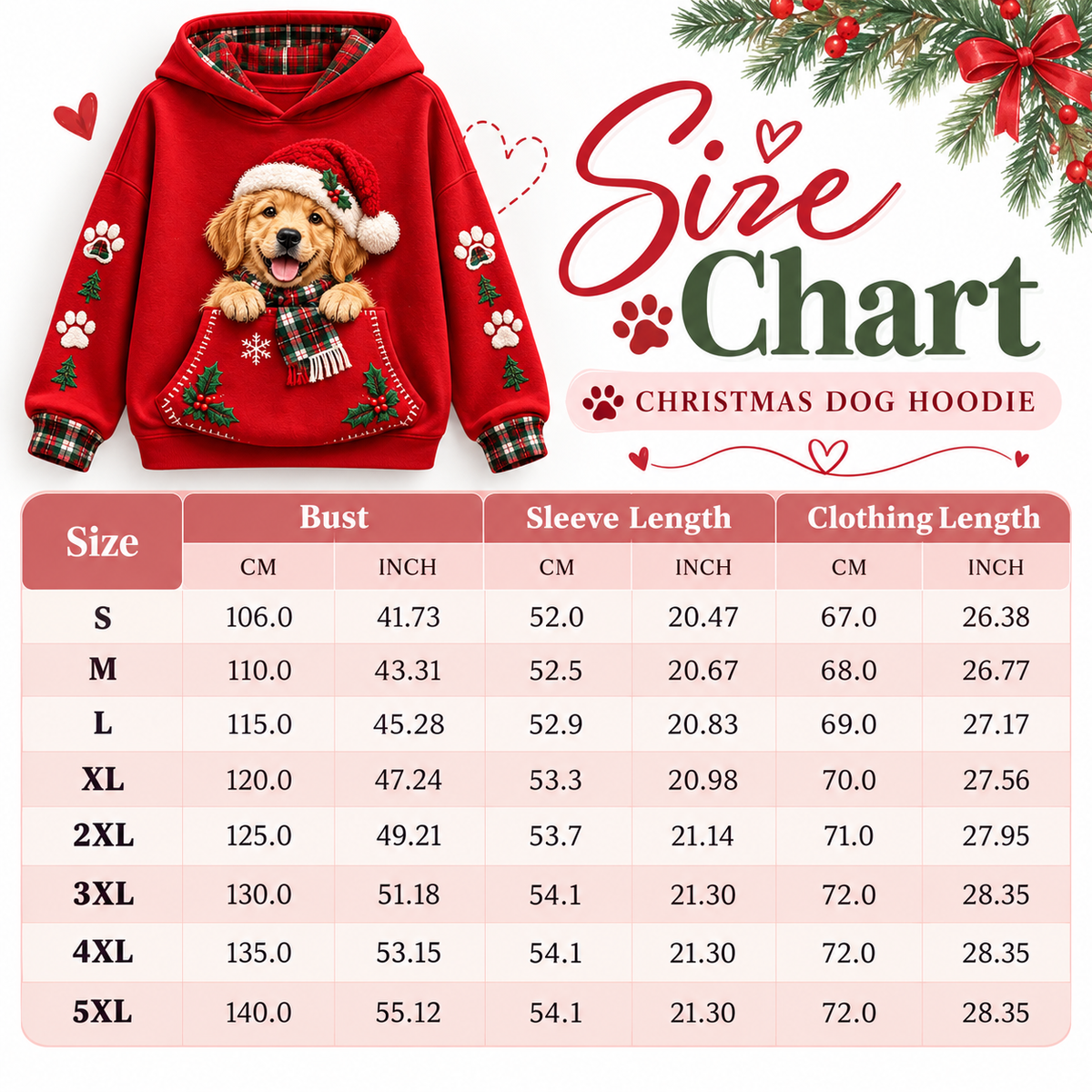 Golden Retriever Christmas Hoodie – Santa Dog Pocket Illusion Print Pullover