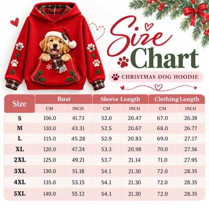 Golden Retriever Christmas Hoodie – Santa Dog Pocket Illusion Print Pullover