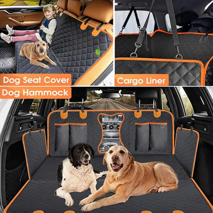 Waterproof dog car seat cover, black and orange - product image 3