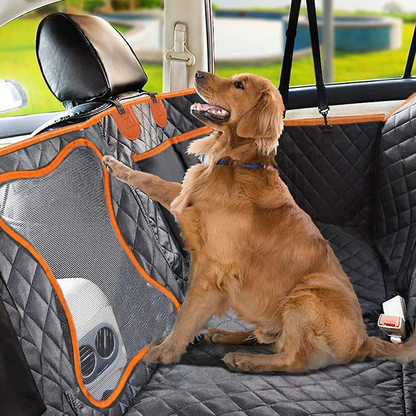 Waterproof dog car seat cover, black and orange - product image 2