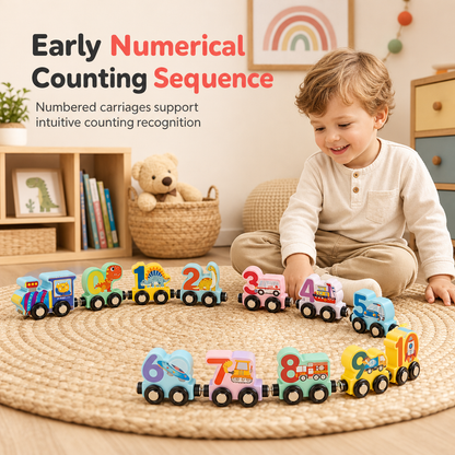 🖤Black Friday Hot Sale 50% OFF♟️Montessori Magnetic Wooden Number Train, Early Learning Counting Toy, Perfect Gift for Toddlers Boys Girls🚂