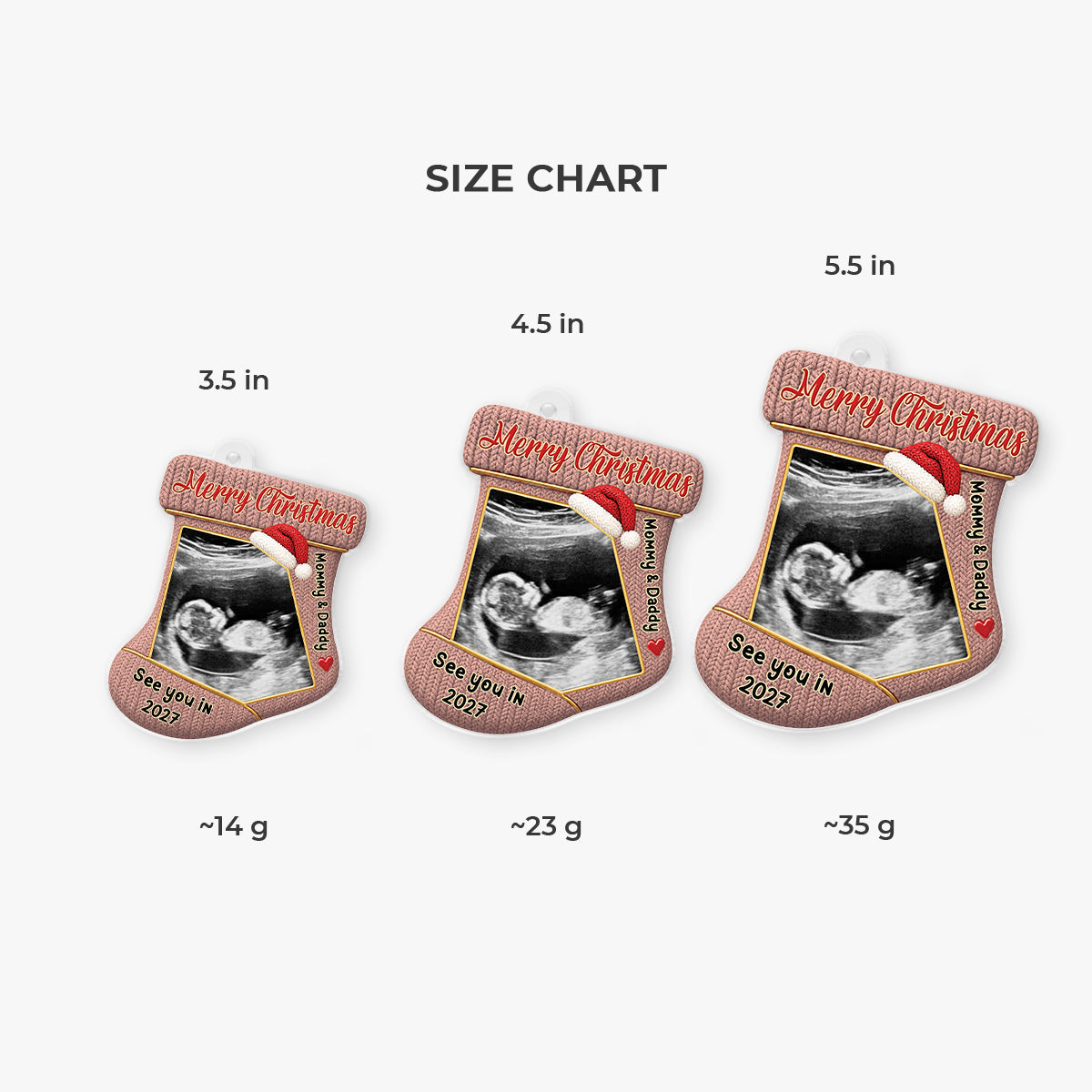 Ultrasound Photo Christmas Stocking Acrylic Ornament - Personalized Gifts for Parents-to-Be
