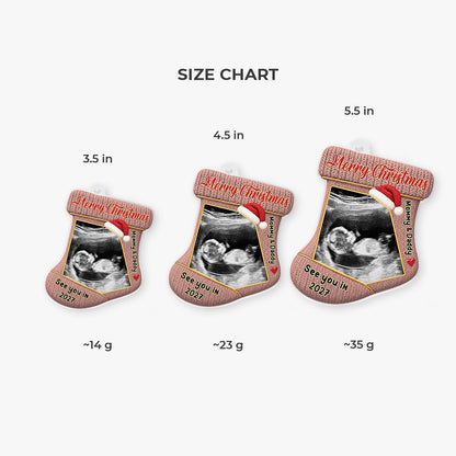 Ultrasound Photo Christmas Stocking Acrylic Ornament - Personalized Gifts for Parents-to-Be