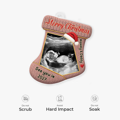 Ultrasound Photo Christmas Stocking Acrylic Ornament - Personalized Gifts for Parents-to-Be